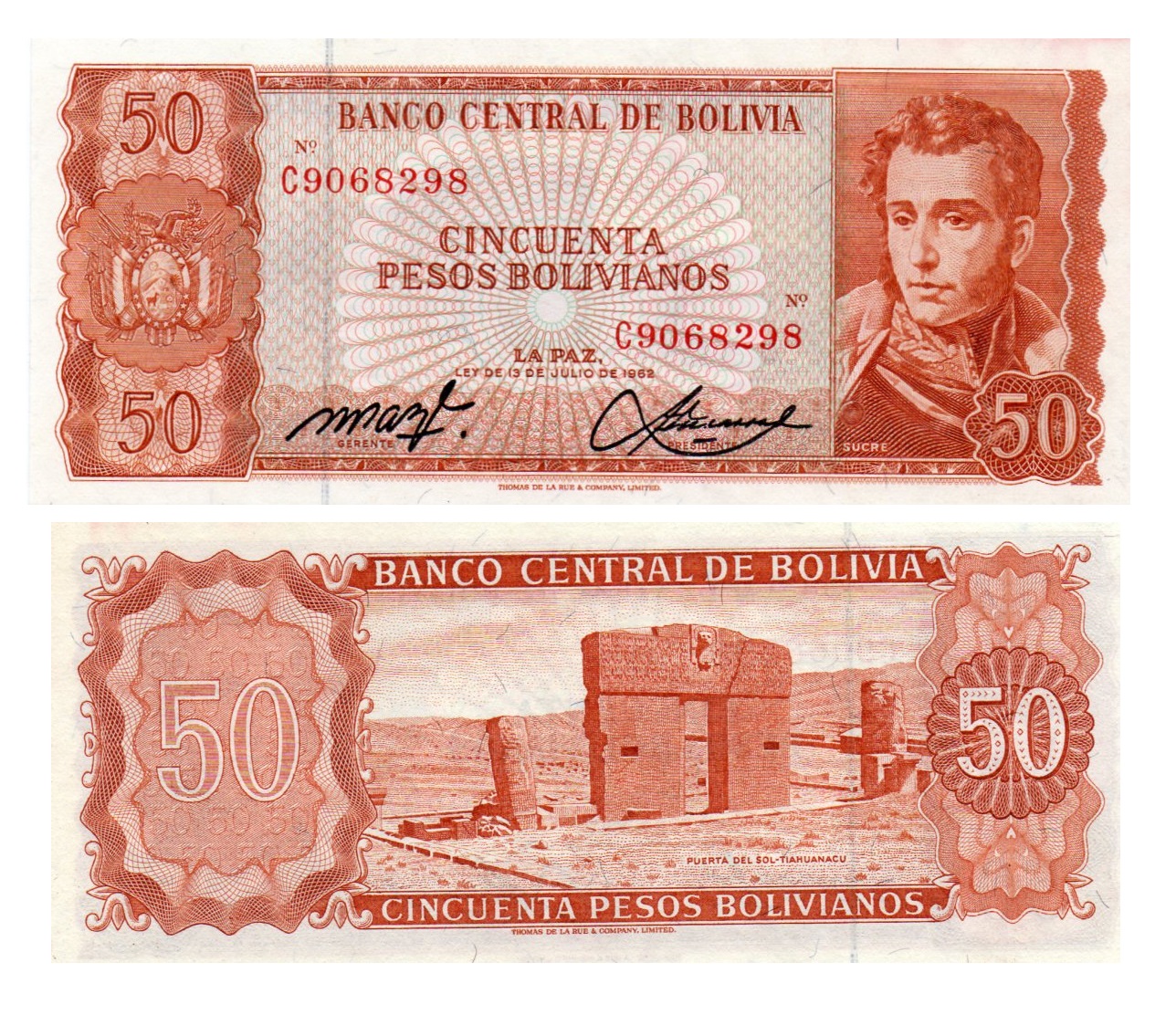 Bolivia #162a(20)  50 Pesos Bolivianos